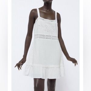 Zara Women Sz S Embroidered Dress 0881/130 White